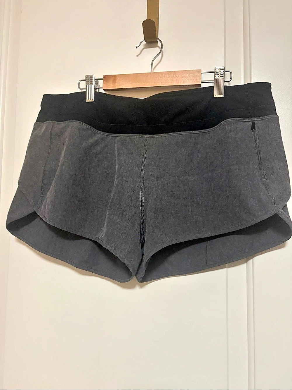 ⚫️⚫️ Crz Yoga Athletic Shorts in Gray & Black w/ zipper pocket on left side